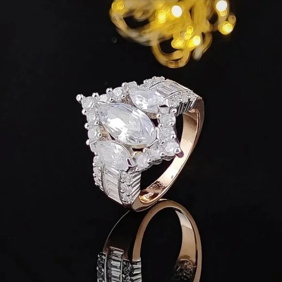 NEW ROSE GOLD DIAMOND S925 STERLING SILVER RING, BEAUTIFUL RING, SHINY RING. - Picture 4 of 6